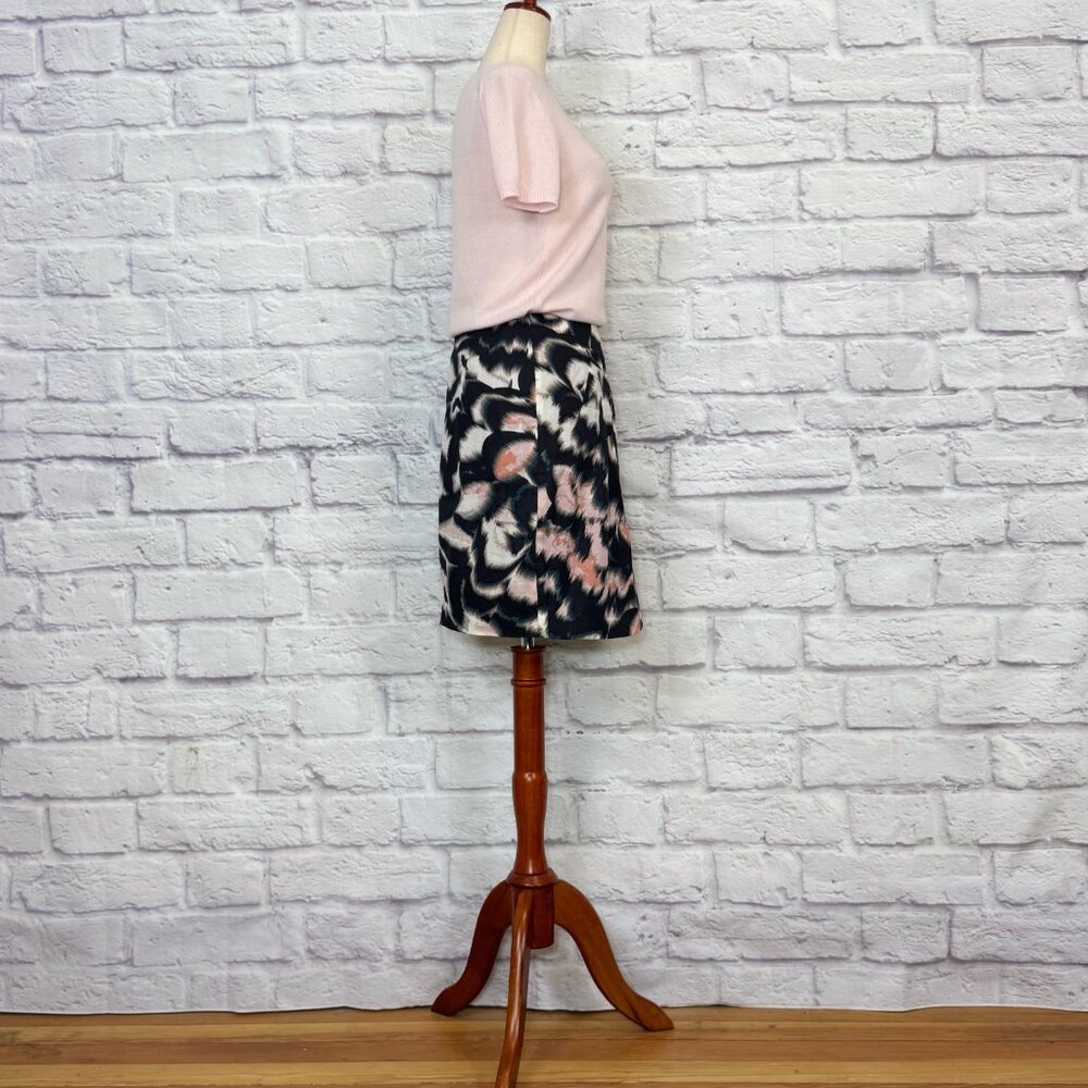 Jigsaw Black Cotton Brushstroke Print Mini Skirt - Picture 7 of 9
